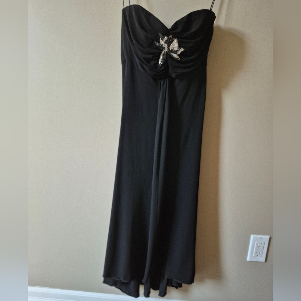 Giorgio Armani black strapless dress rhinestone crystal embellishment 6